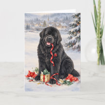 Julkort med Newfie-gåvtjuv