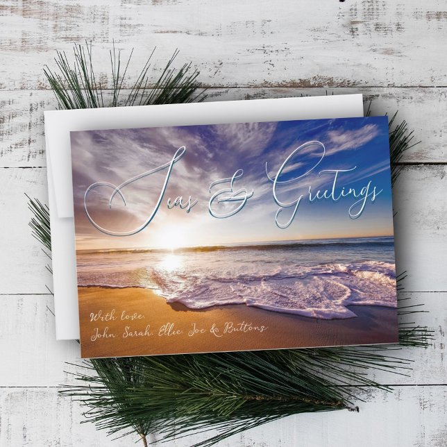 Julkort med Ocean Sunrise Seas and Greetings (Skapare uppladdad)