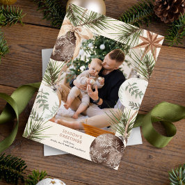 Julkort med ornament och foto