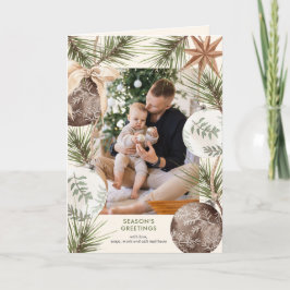 Julkort med ornament och foto helgkort