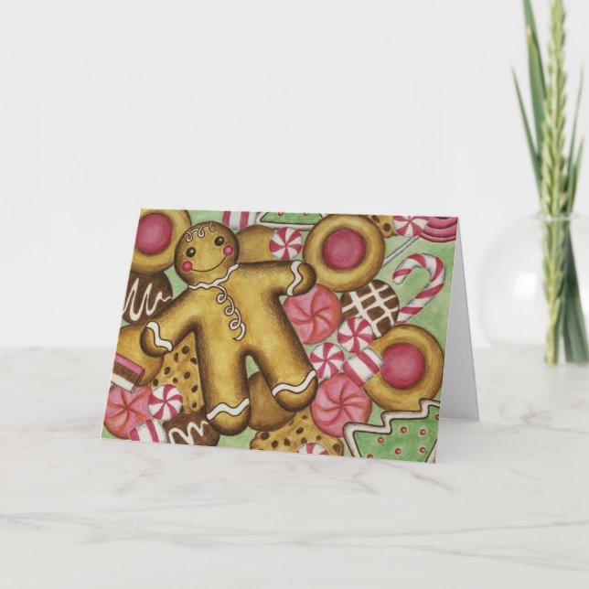 Julkort med pepparkakscookies helgkort (Framsida)