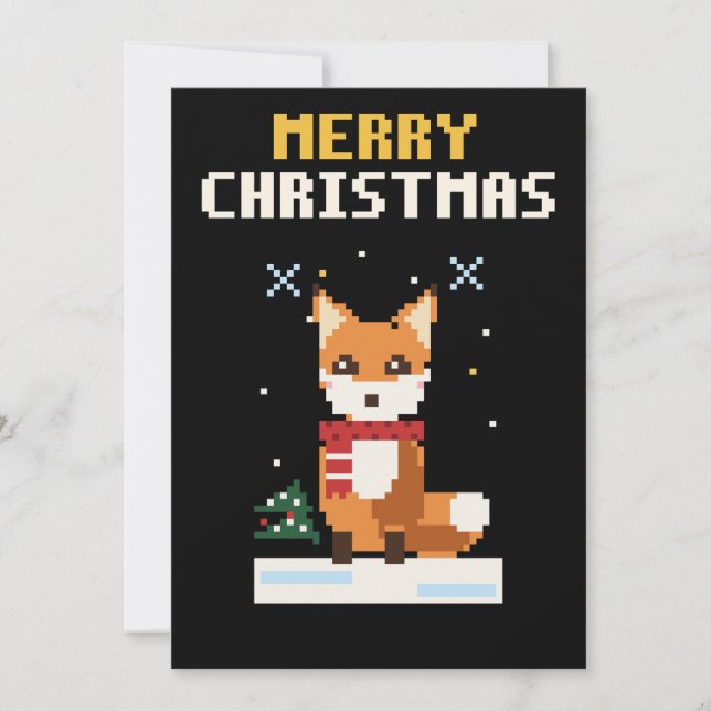 Julkort med Pixel Art Rävgrafik (Framsida)