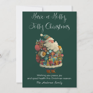 Julkort med platt design föreställande Tomte