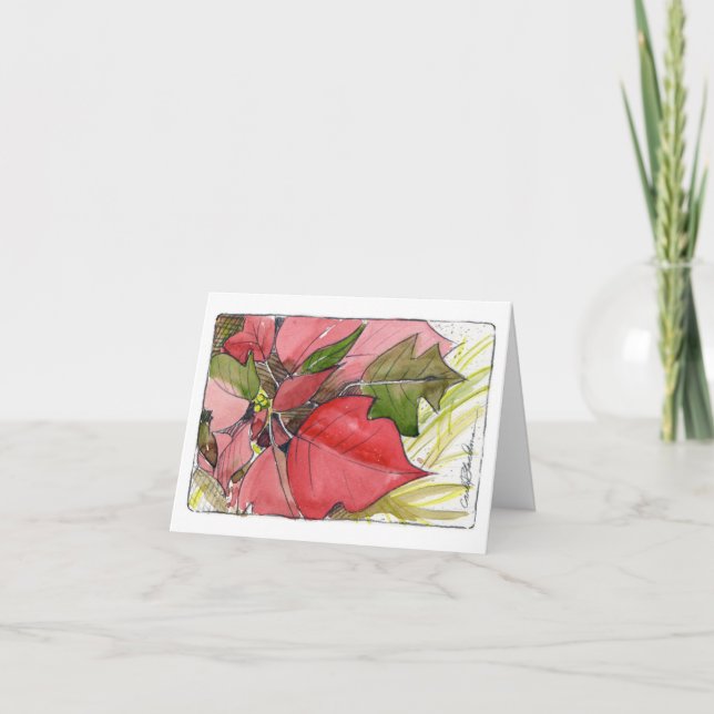 Julkort med Poinsettia Helgkort (Framsida)