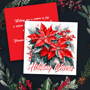 Julkort med Poinsettia välkomsthälsning