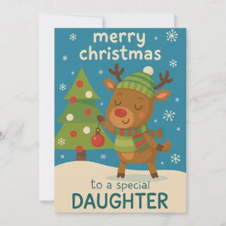 Julkort med ren till dotter
