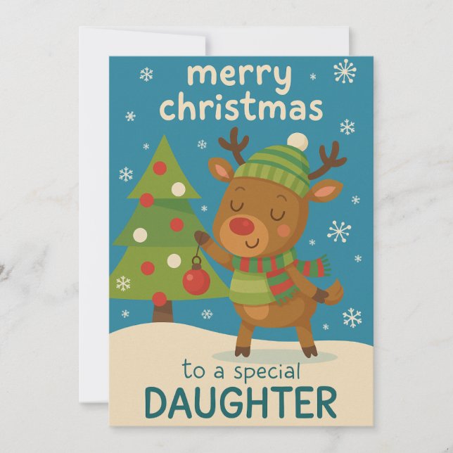 Julkort med ren till dotter (Framsida)