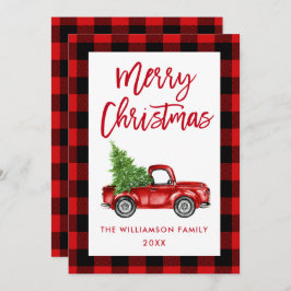 Julkort med röd Play-pensel i Lastbil Inbjudningar