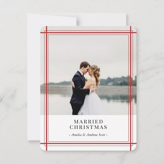 Julkort med röda linjer modernt (Framsida)