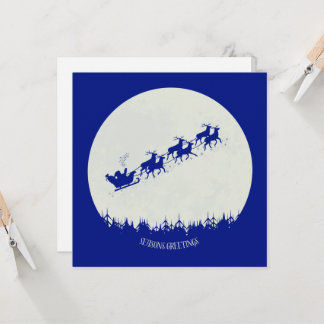 Julkort med Santa & hans renar i platt design Kort