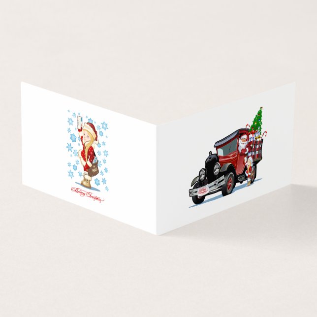 Julkort med Santa och Snö Maiden-Postman Kort (Utsida)
