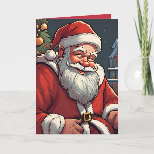Julkort med Santa Retro Concept Art i vikbart form Helgkort (Framsida)