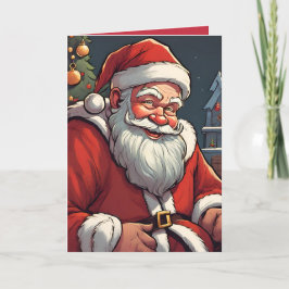 Julkort med Santa Retro Concept Art i vikbart form Helgkort