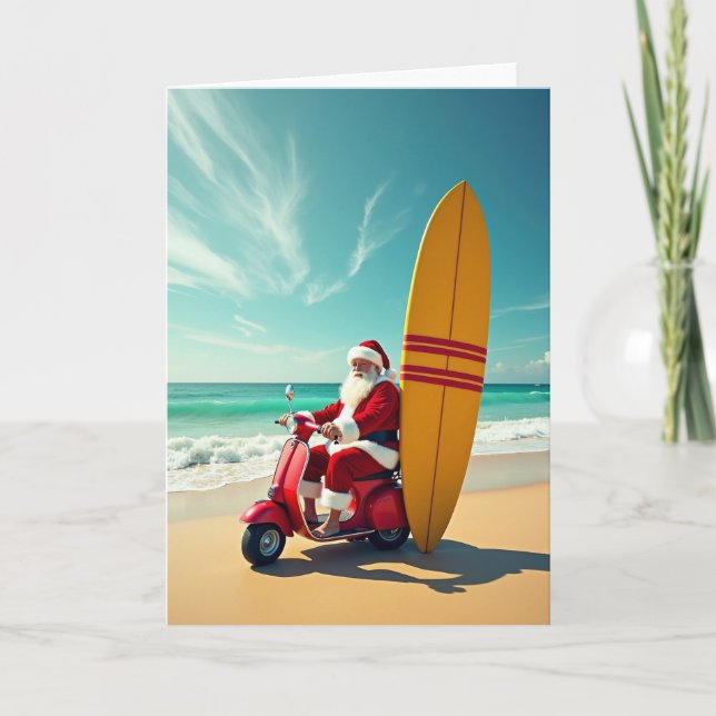 Julkort med Santa som surfar Kort (Framsida)