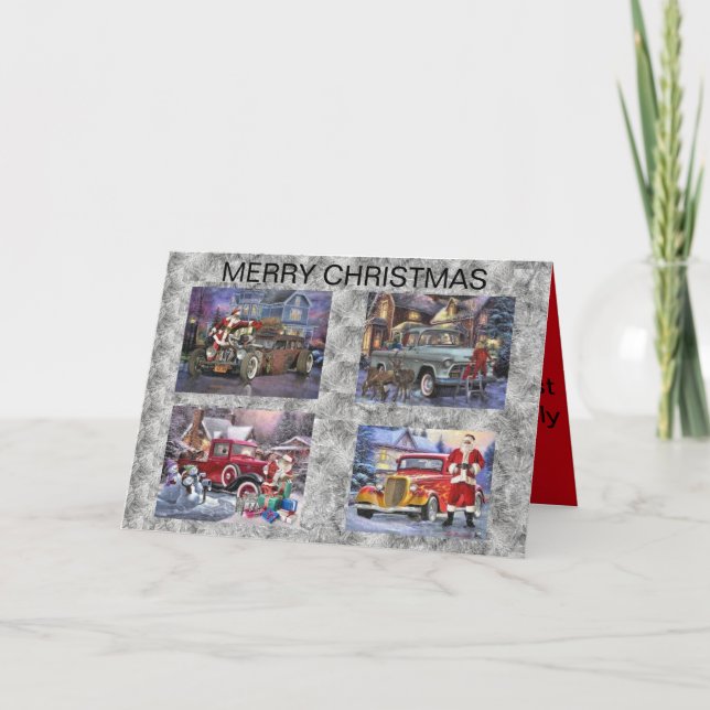 Julkort med Santas och Hot rod Kort (Framsida)