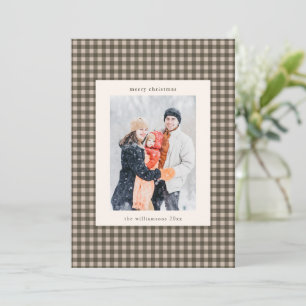Julkort med skräddarsydd familjefoto i taupebrun g