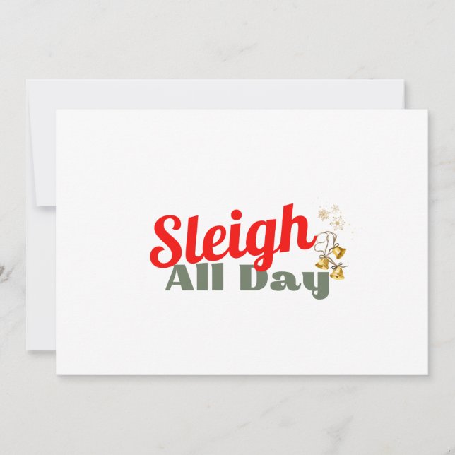 Julkort med Sleigh All Day Rolig Tema (Framsida)