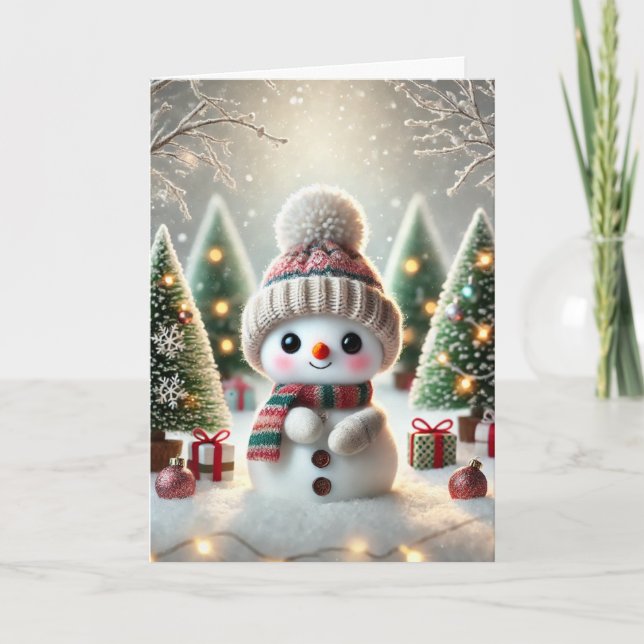 Julkort med snögubbe helgkort (Framsida)