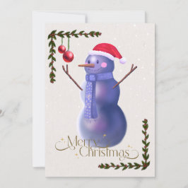 Julkort med Snögubbe och Festive Dekoration