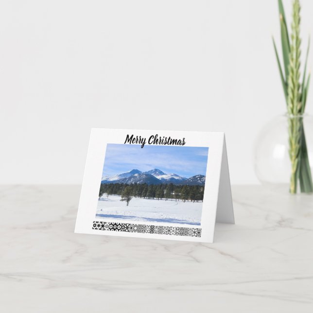 Julkort med snöiga berg kort (Framsida)