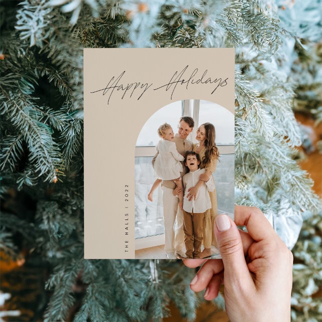 Julkort med solbränt ark-semesteroch familjefoto (Skapare uppladdad)