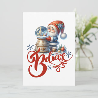 Julkort med söt tomte och snöglob