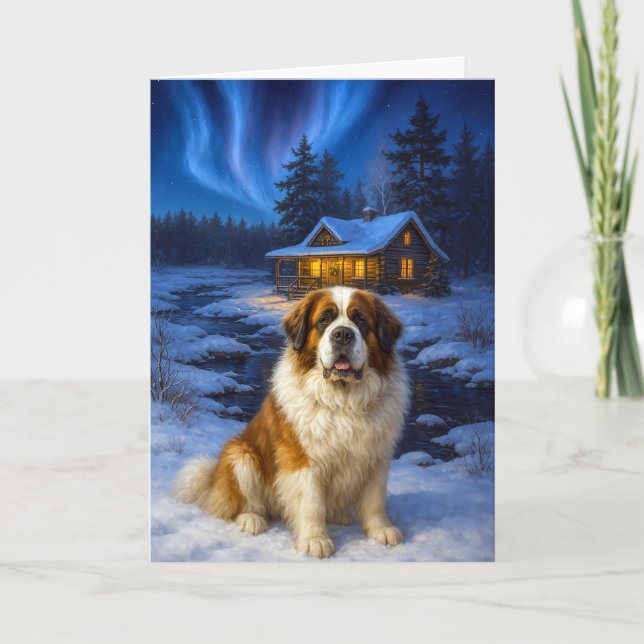 Julkort med St. Bernhardshund Helgkort (Framsida)