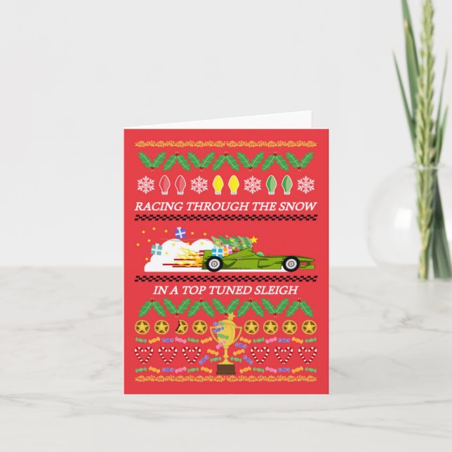 Julkort med tävla bil helgkort (Framsida)