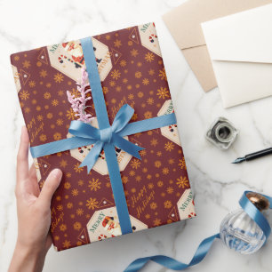 Julkort med Tomte och Godisstav Presentpapper