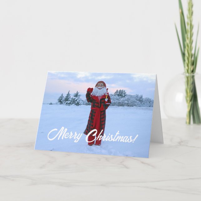 Julkort med tomte och kyckling! tack kort (Framsida)