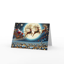 Julkort med Tomte och Renar