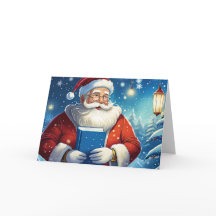 Julkort med Tomte och Stor Bok