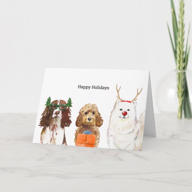 Julkort med tre jular Hundar Helgkort (Framsida)