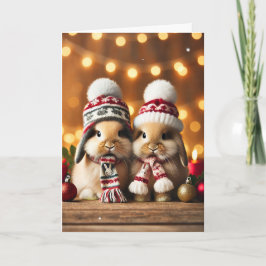 Julkort med två bunnier helgkort