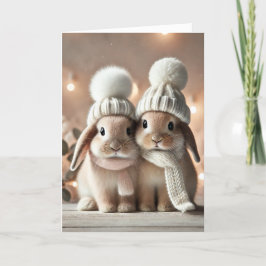 Julkort med två bunnier helgkort