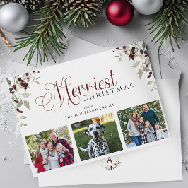 Julkort med vattenfärg familjefoto med järnekbär