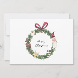 Julkort med vattenfärgad krans inbjudningar