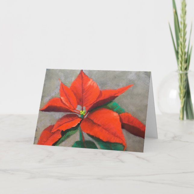 Julkort med vikta Poinsettia Helgkort (Framsida)