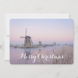 Julkort med vindkraftverk på vintern