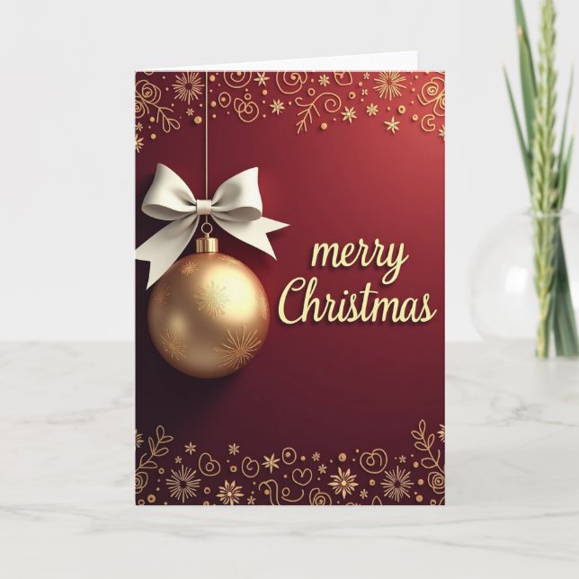 Julkort med vinröda ornament kort (Framsida)
