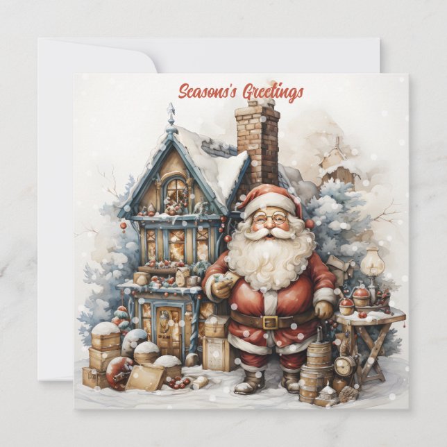 Julkort med vintage Santa (Framsida)