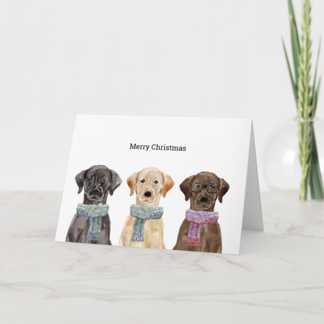 Julkort med Winter Labradors Helgkort (Framsida)