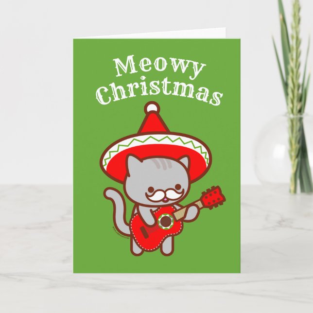 Julkort: "Meowy jul" Meowiachi katt Kort (Framsida)