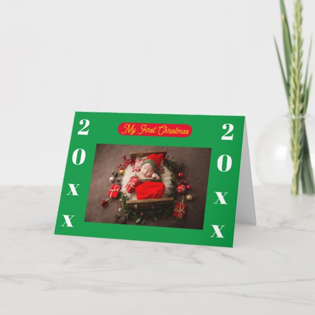 Julkort - Min första jul - Lägg till bild/år Kort (Framsida)