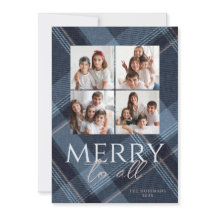 Julkort Photo Merry Navy Gold