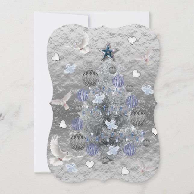 Julkort, platta hälsningskort, vita Helgdag Kort (Framsida)