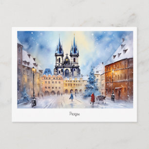 Julkort Prag julnatt i Tjeckien Vykort