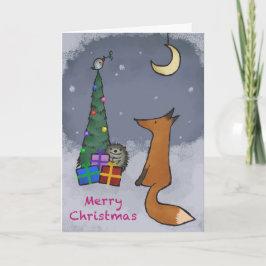 Julkort, räv och vänner, med ditt foto helgkort