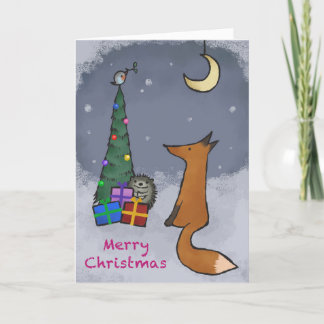 Julkort, räv och vänner, med ditt foto helgkort