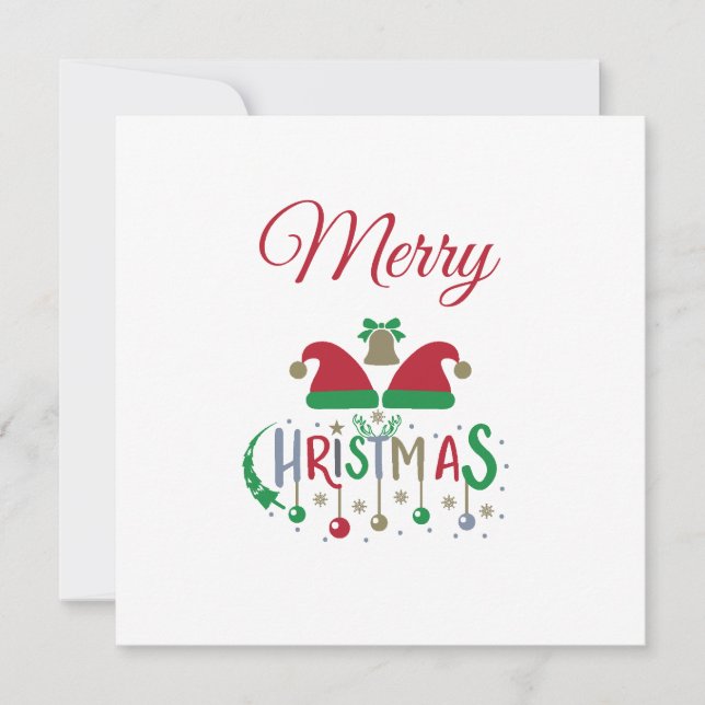 Julkort Santa Hats Ornaments Snöflingor Kort (Framsida)